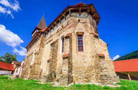 Mesendorf, Romania - Fortified saxon church heritage of medieval Transylvania. Brasov county.の写真素材