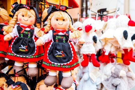 Strasbourg, France - December 2017: Marche de Noel decorations in Strasbourg, Christmas Market in Alsace.のeditorial素材