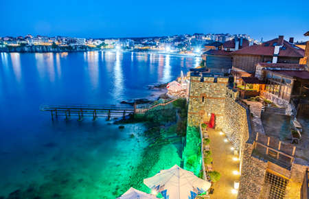 Sozopol, Bulgaria. Idyllic ancient walls of Apollonia and Black Sea seaside.の写真素材