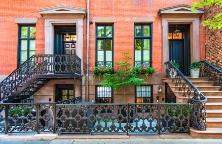 New York, USA - September 2019: Generic architecture on Grove Street, Lower Manhattan in United...