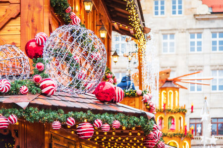 Wroclaw, Poland. Season decoration on famous polish Christmas Market, medieval Rynek Market Square.の写真素材