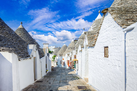 Alberobello, Italy. Trullo conical roof houses, rural Puglia styleの写真素材