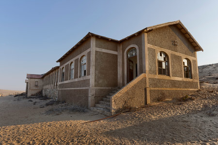 Abandoned miners' building in the desert, Namibia.