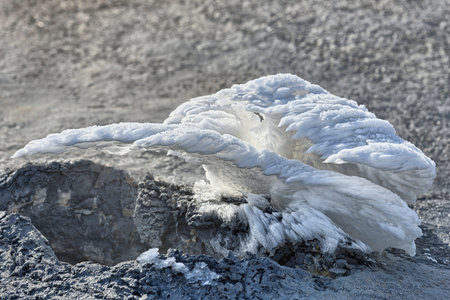 Wing of ice over a volcanic vent, Hverir, Icelandの写真素材