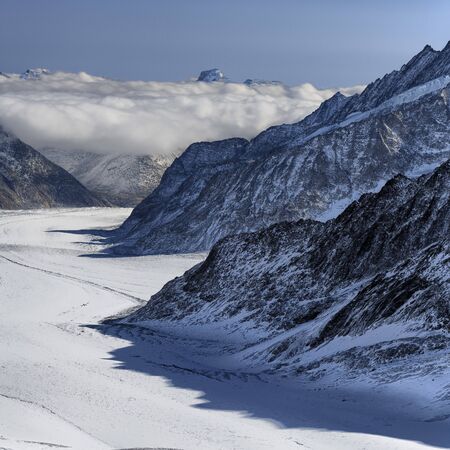 Beautiful mountain view from Jungfraujoch, Switzerland, Bernese Alps, Switzerlandの写真素材