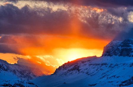 A beautiful sunset at Passo di Giau, Dolomites, Italy.