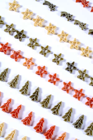 christmas card made of colorful pastaの写真素材