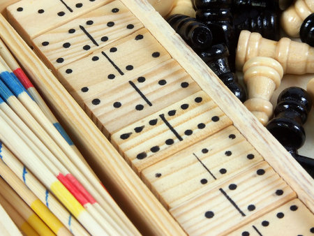 spillikins, dominoes and chess