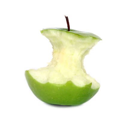 green apple core over white (see similar photos in my portfolio)の写真素材