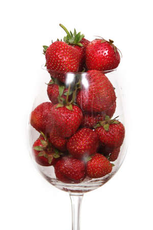 a glass of strawberriesの写真素材