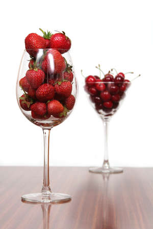 a glasses full of fruitsの写真素材