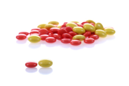 red and yellow pillsの写真素材