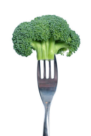 fresh broccoli isolated on white backgroundの写真素材