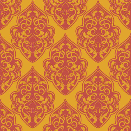 Seamless wallpaper background floral vintage gold vectorのイラスト素材