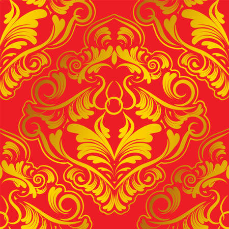 Seamless wallpaper background floral vintage gold vectorのイラスト素材