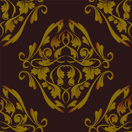 Seamless wallpaper background floral vintage gold のイラスト素材