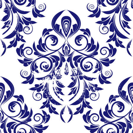 Seamless Blue Damask. のイラスト素材
