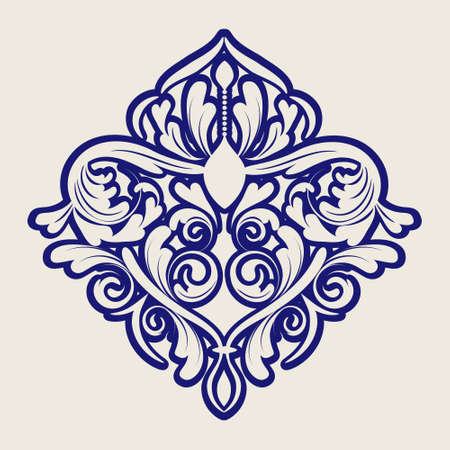 Seamless Blue Damask.のイラスト素材
