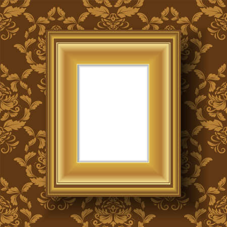 beautiful gold frame with damask pattern  luxury frameのイラスト素材