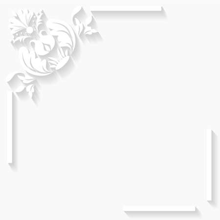 beautiful white frame with damask pattern, greeting card,  invitation cardのイラスト素材