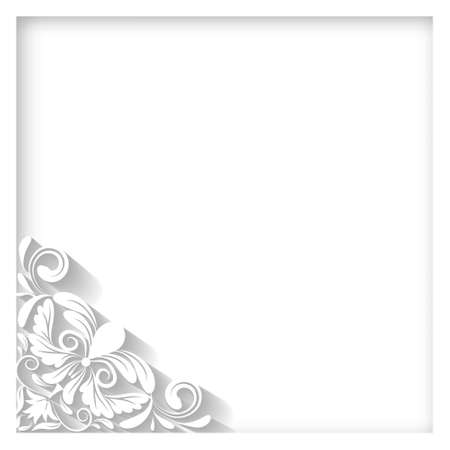 beautiful white frame with damask pattern, greeting card,  invitation cardのイラスト素材