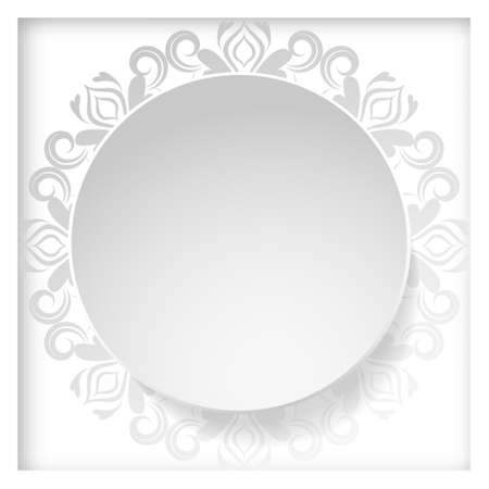 beautiful white frame with damask pattern, greeting card,  invitation cardのイラスト素材