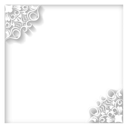 beautiful white frame with damask pattern  greeting card  invitation cardのイラスト素材