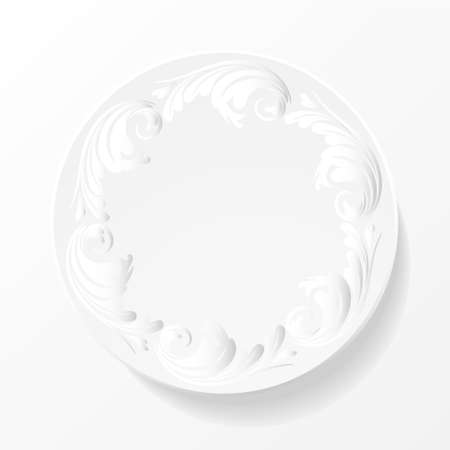 beautiful white frame with damask pattern  greeting card  invitation cardのイラスト素材