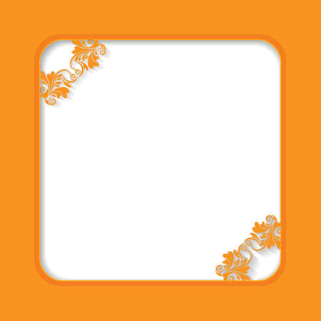 beautiful white frame orange damask pattern  greeting card  invitation cardのイラスト素材