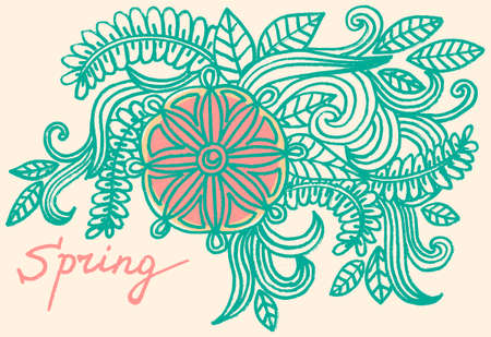 Doodle flowers in vectorのイラスト素材