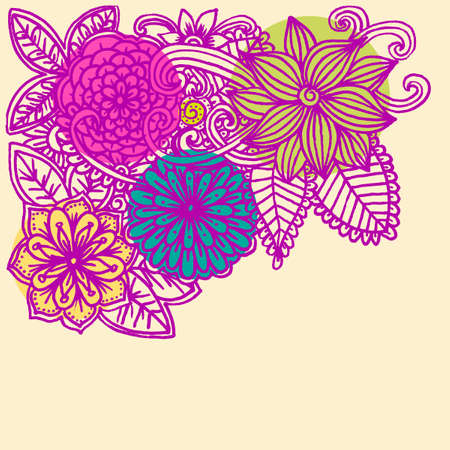 Doodle vintage card with flowersのイラスト素材