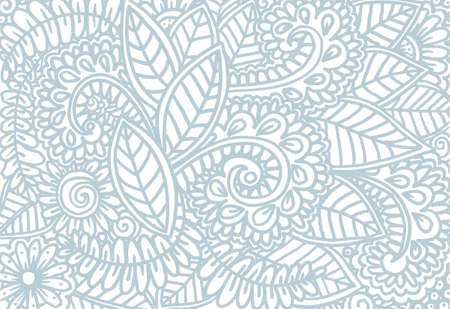 Doodle flower wallpaper in blueのイラスト素材