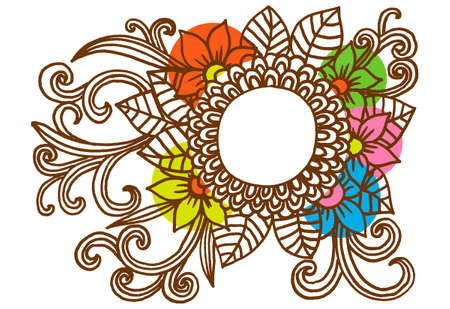 Color doodle flower frameのイラスト素材