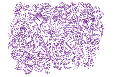 Vector doodle one-color flowersのイラスト素材