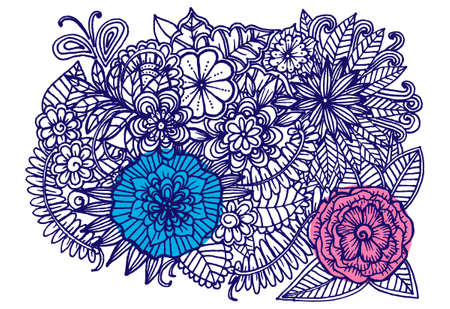 Vintage card with doodle flowersのイラスト素材