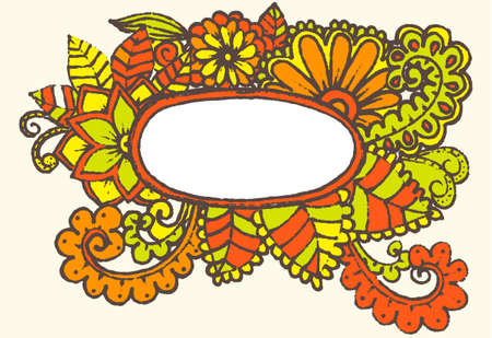 Handdrawn floral frame for your creative ideasのイラスト素材
