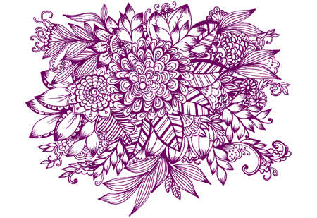 Handdrawn floral patternのイラスト素材