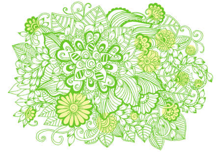 Vector handdrawn illustration of doodle flowersのイラスト素材