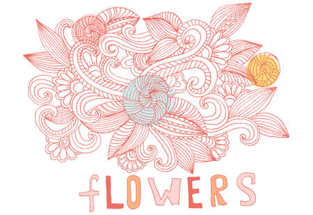 Vector vintage handdrawn flowersのイラスト素材