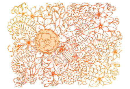 Floral doodles in pink on a whiteのイラスト素材