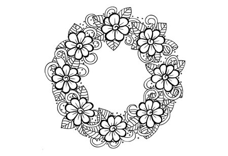 Doodle vector floral frame in black and white for informative card or party invitationのイラスト素材