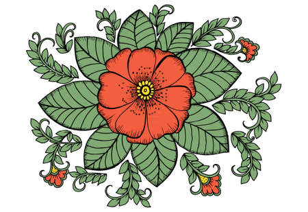 Vintage card with doodle flowersのイラスト素材