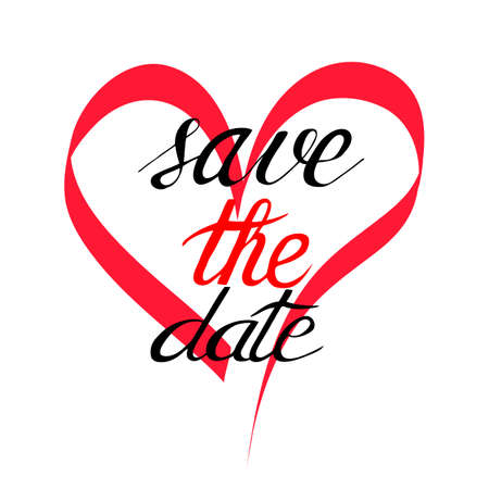Save the date. Hand drawn lettering.This quote on white backdrop can be used as a wedding or greeting card design and postersのイラスト素材