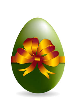 Vector  easter  color egg with gold ribbon isolated on a white background.のイラスト素材