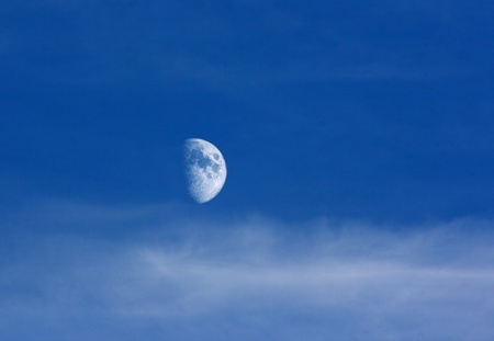 Half moon on a blue sky, nobodyの写真素材
