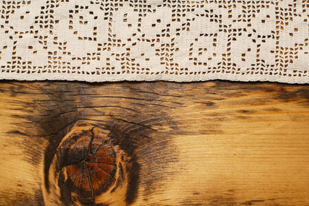 Crochet and wood backgroundの写真素材