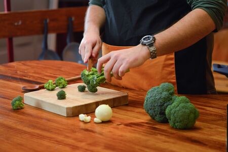 Vegetable. Broccoli on the tableの写真素材