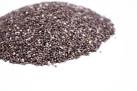 Chia seeds on white backgroundの写真素材