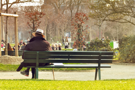 Man sitting in  parkの写真素材