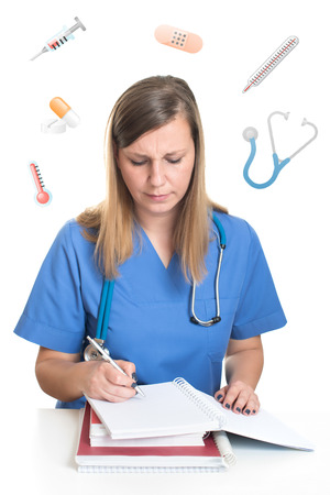 Female doctor studyingの写真素材
